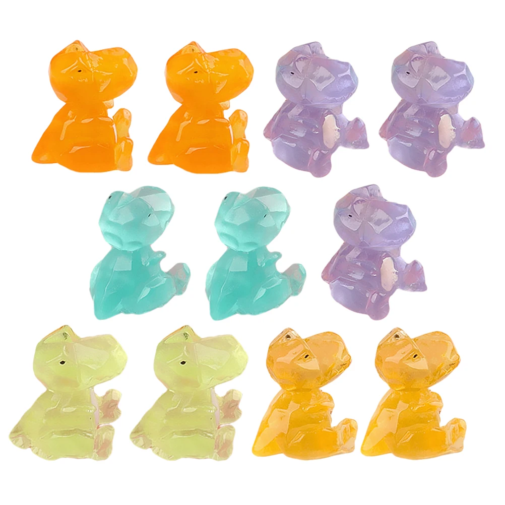 

12 Pcs Luminous Dinosaur Ornaments Miniature Car Figures Glow Dark Small Dinosaurs Resin Figurines