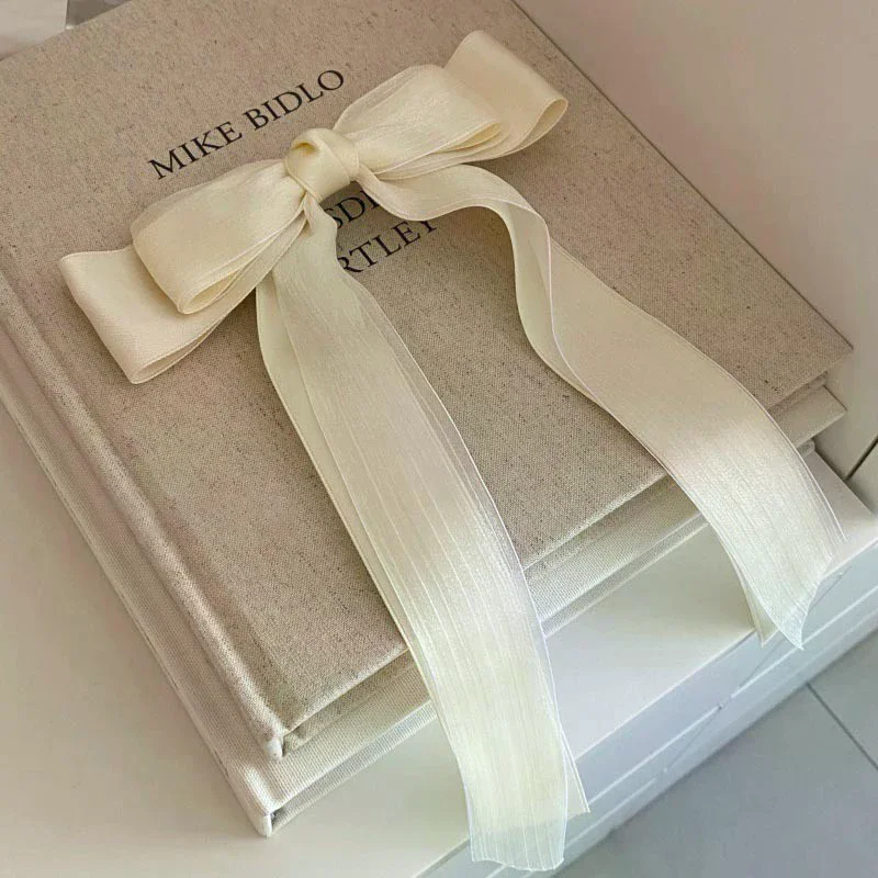 Jepit Rambut Pita Elegan Warna Solid Jepit Pegas Pita Untuk Wanita Gadis Jepit Rambut Besar yang Indah Aksesoris Rambut Berkelas