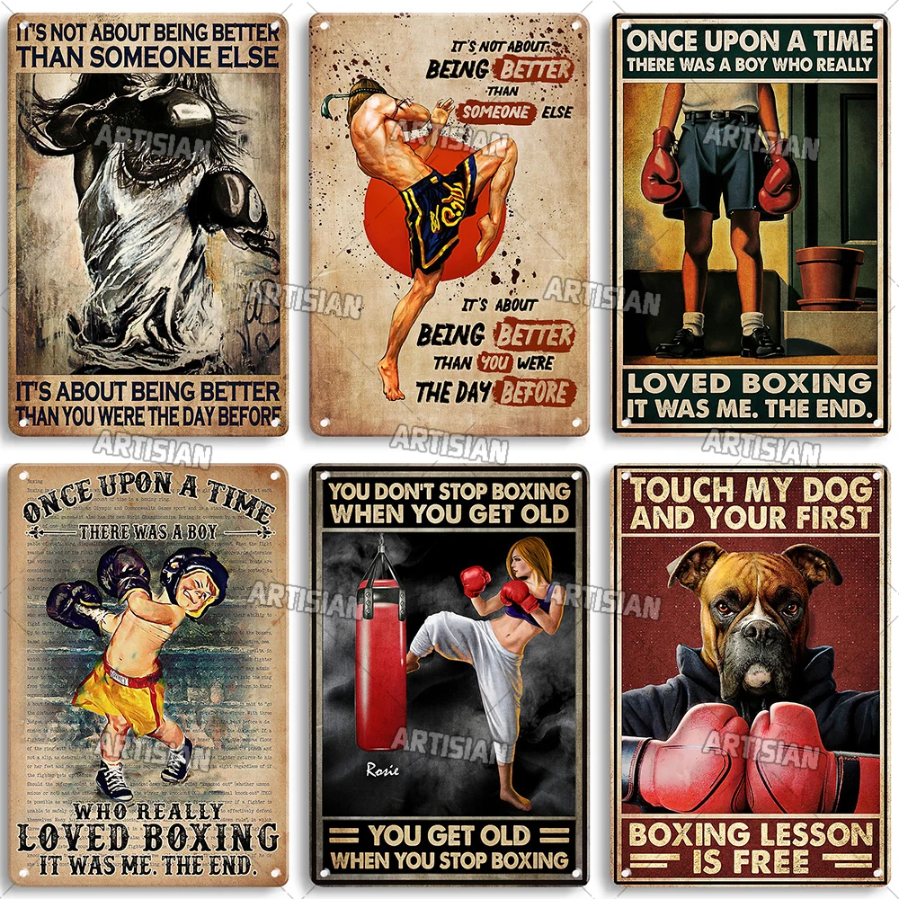 ARTISIAN Vintage Boxing Metal Tin Sign Decoraitve Metal Poster Classic Sport Metal Sign Home Bar Restaurant Industrial Decor