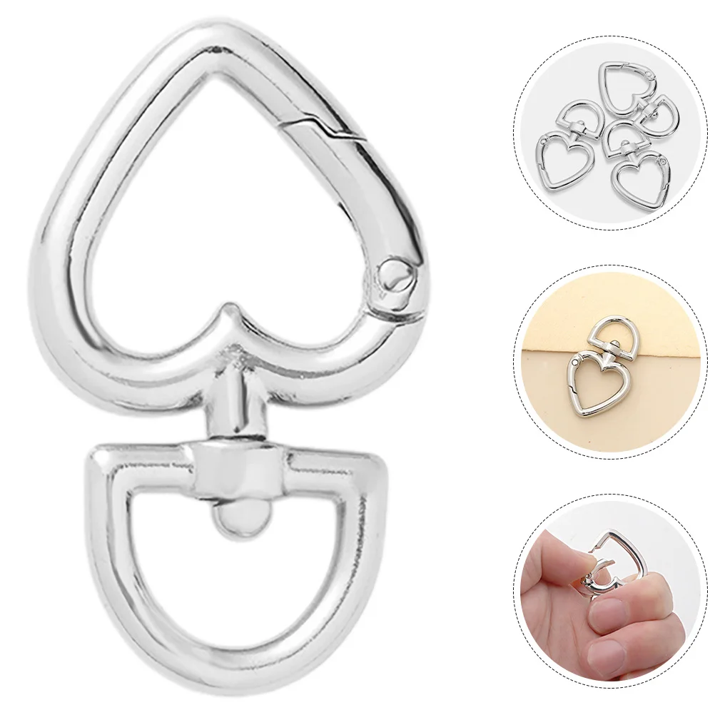 

8Pcs Heart Shaped Metal Keychain Clips Swivel Rotatable Spring Snap Hooks Carabiner for DIY Jewelry Bags Crafts