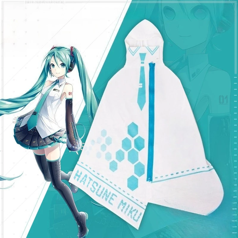 

Anime Kawaii Hatsune Miku Cosplay Hooded Air Conditioning Shawl Cloak Soft Warm Nylon Cloak Clothing Women Gift