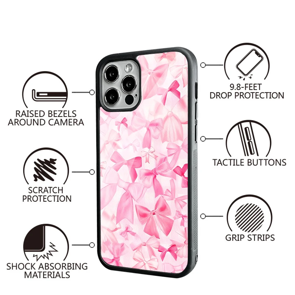 Bow Beau Phone Case For IPhone 11 12 13 14 15 Plus Pro Max Mirror Acrylic PC TPU Cover