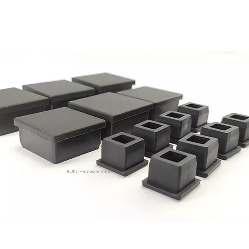 Black Square Elastic Silicone Plug table and chair square tube waterproof sealing hole plug 9.6~50.6MM