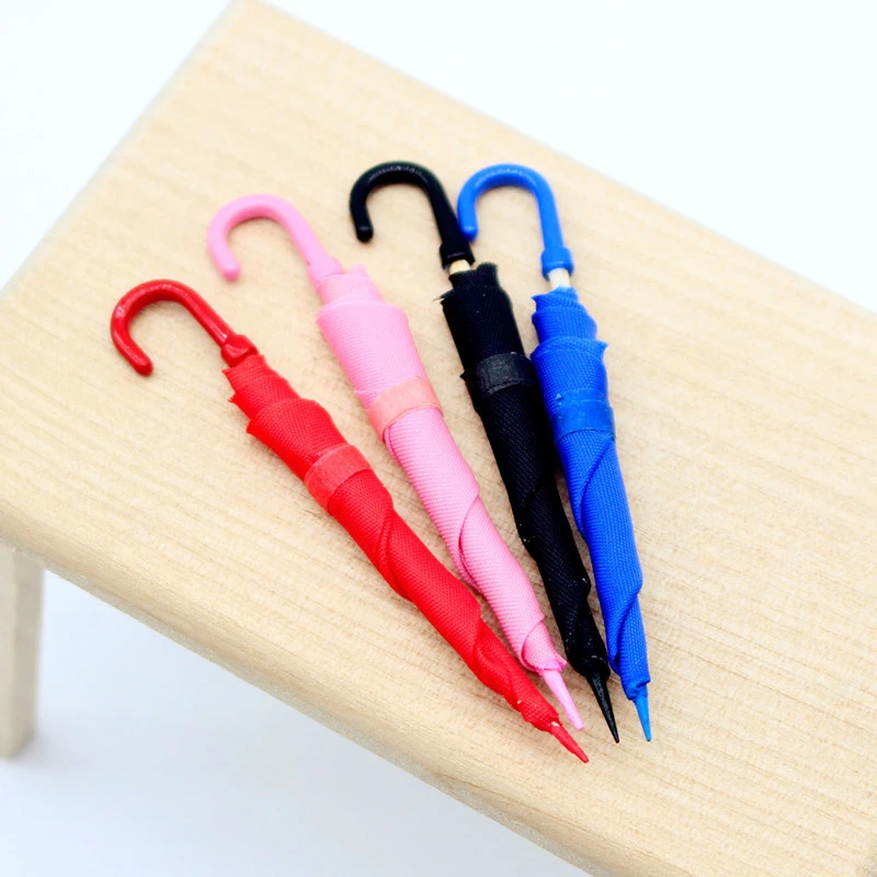 1:12 Dollhouse Miniature Colored Umbrella Model Cannot Be Opened Doll Home Furniture Micro Scene Shot Props Decor Toy