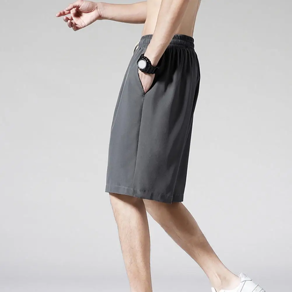 

Быстросохнущие дышащие летние шорты, мужские летние спортивные шорты с эластичным поясом, ультратонкие шорты из ледяного шелка для фитнеса