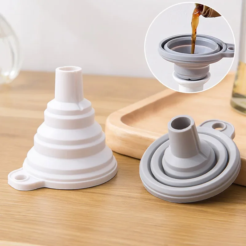 Collapsible Silicone Funnel Portable Foldable Liquid Transfer Funnel for Kitchen Oil Shampoo Cosmetic Bottle Refilling Tool