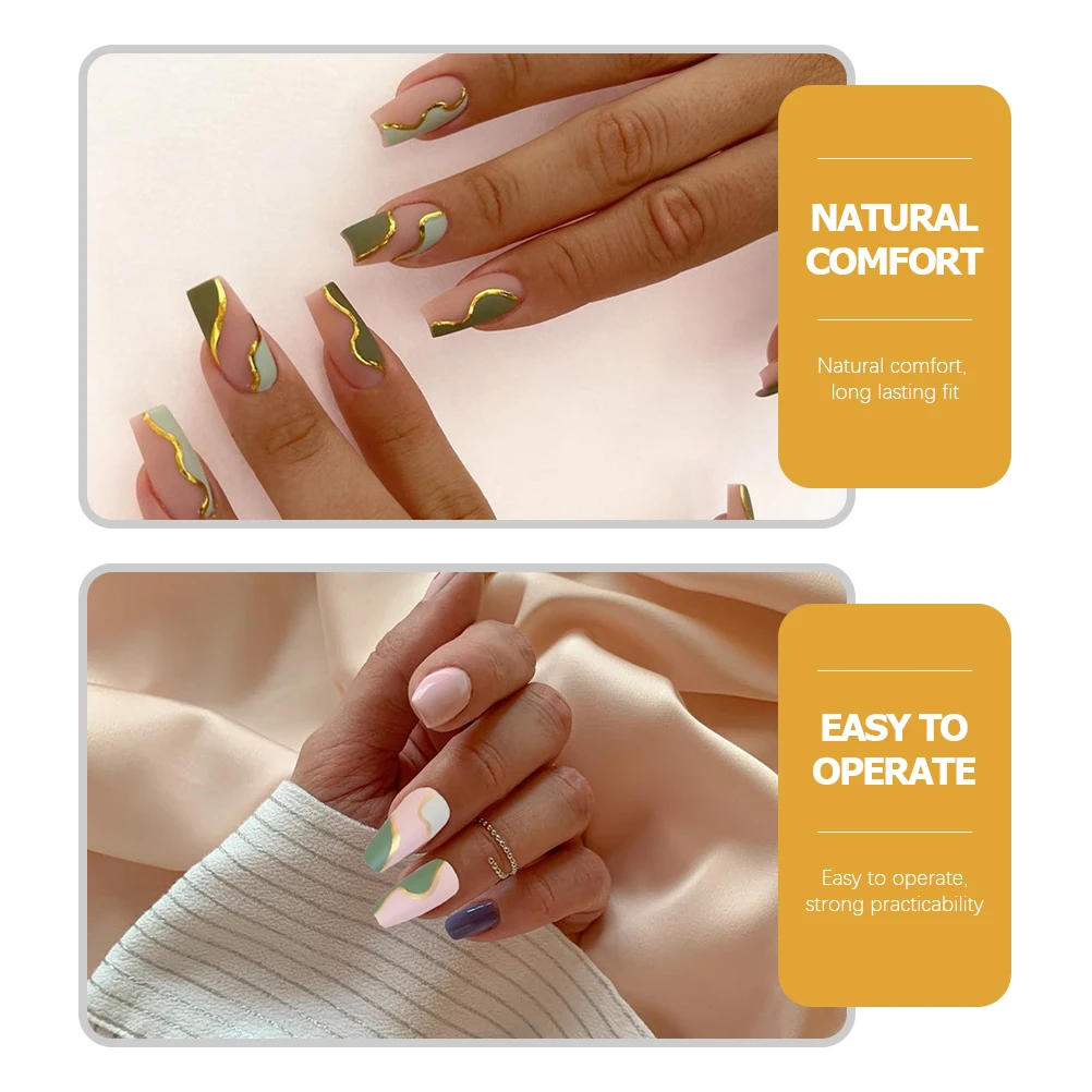 

48pcs Women Press On Nails Full Cover False Nail Tips French Style Fashion Bright Color For Salon Diy Wedding Prom Dating Gift