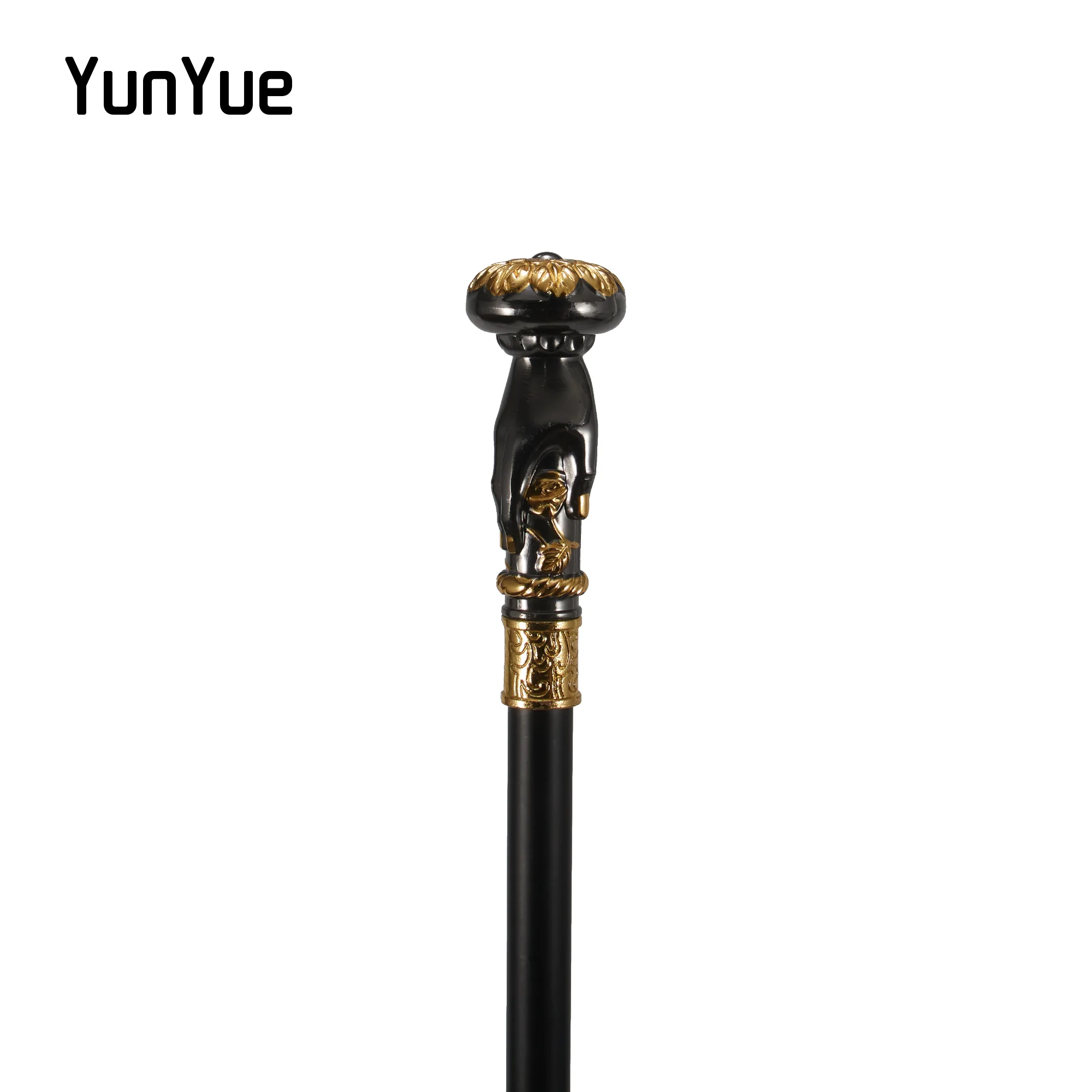 Bastón para caminar de mano y flor, color negro dorado, colecciones de caballero, bastón para caminar elegante a la moda, accesorios de película para Cosplay, bastón de fiesta