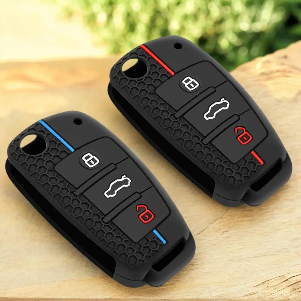 

Силиконовый защитный чехол для автомобильного ключа для Audi A3 A4 A5 C5 C6 8L 8P B6 B7 B8 C6 RS3 Q3 Q7 TT 8L 8V S3