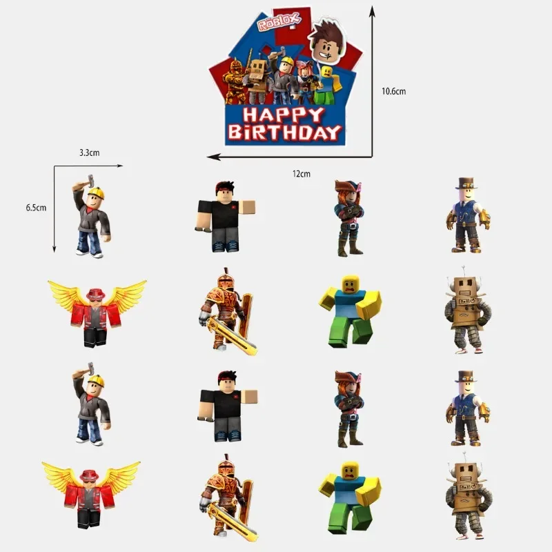 Game Roblox Cartoon Birthday Party Balloon Pull Flag Cake Topper Gift Decorative Balloon Weights Peripherals Figure view 4