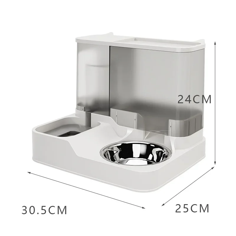 2 in 1 Pet Dog Cat Automatic Feeder Large Capacity Automatic Drinker Hygienic and Durable Stainless Steel 2 Bowl Pet Supplies