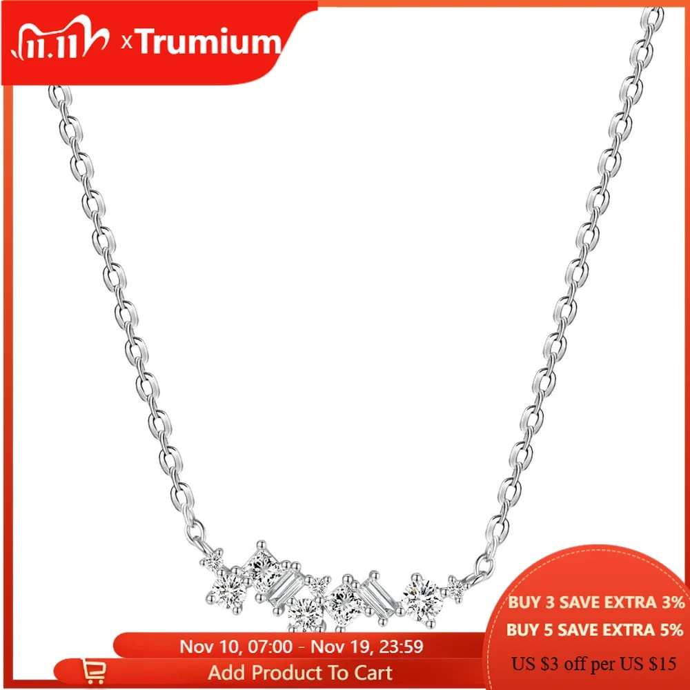 

Ожерелья из стерлингового серебра Trumium 925 пробы для женщин, простой кулон с кубическим цирконием, ожерелье с имитацией бриллианта, изящные ювелирные изделия, подарки