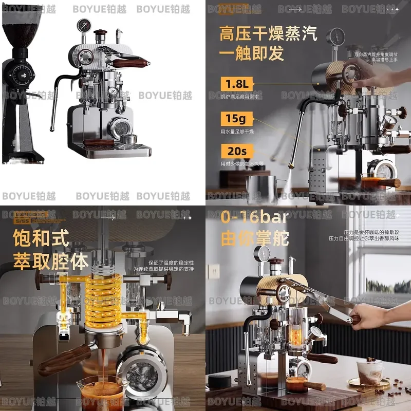 Portable Manual Espresso Maker Hand Press Coffee Machine with Steam Wand Milk Frother for Home Use Compact Barista Style