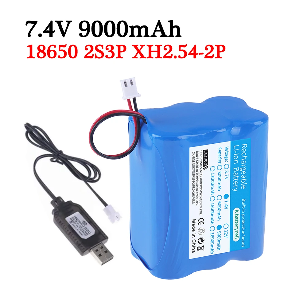 18650 2S3P 7.4V 9000mAh Lithium-ion Battery with XH2.54-2P Plug An USB Charger Microphone Megaphone Speaker Bluetooth Audio