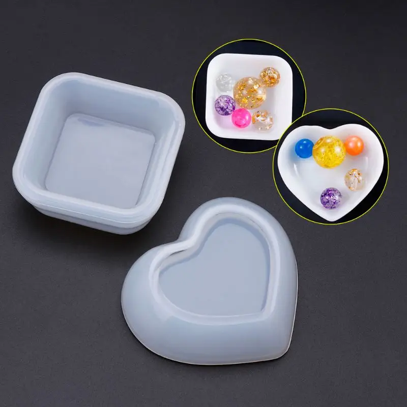 New for Creative Heart Square Silicone Mold for Mousse Cake Mold DIY Disc Plate Epoxy Resin Crafts Jewelry Making Fondant