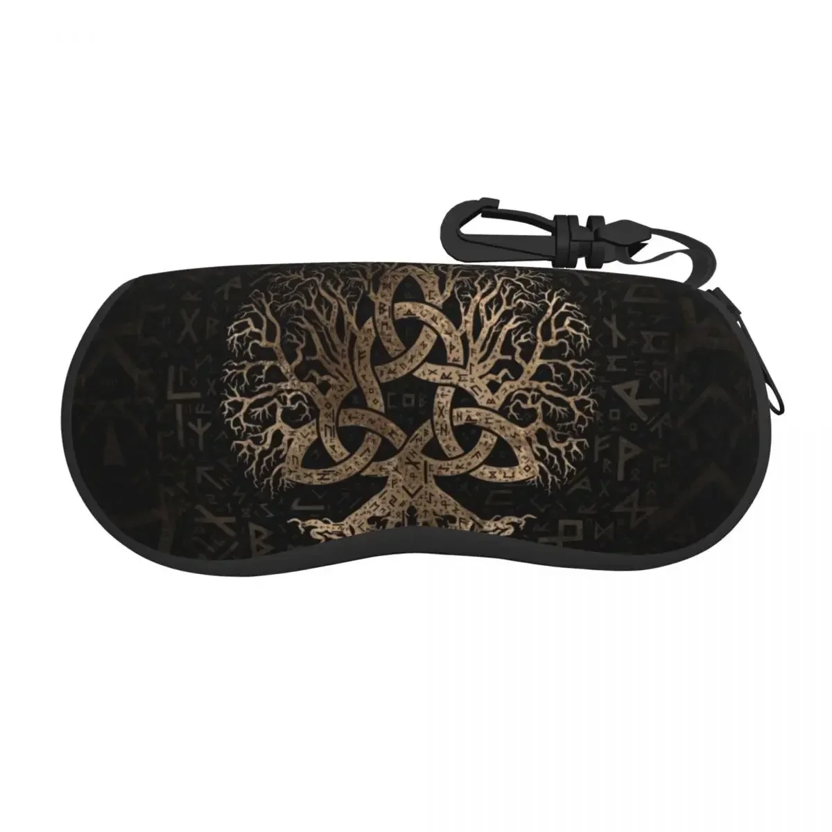 Tree Of Life With Triquetra On Futhark Pattern Shell Eyeglasses Case Norse Yggdrasil Glasses Case Sunglasses Box Pouch