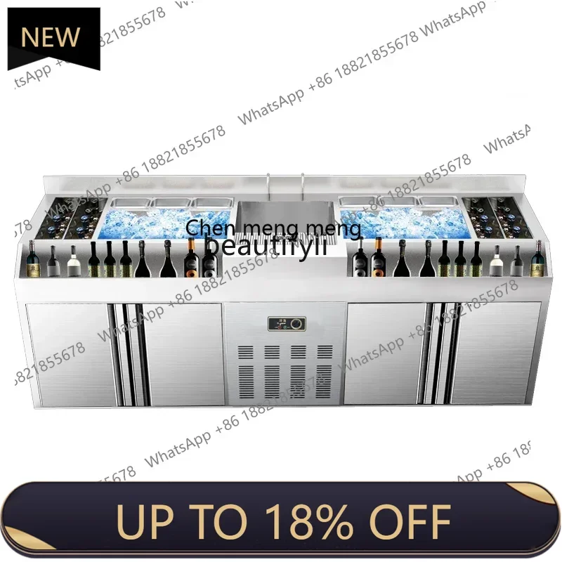 

New arrive Bar Equipment Bartending Workbench Stainless Steel Wine Cabinet Bartending Console Bar Equipment
