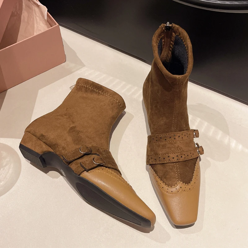 

Square Toe Women's Ankle Boots Fashion Designer Heeled Shoes Dress Luxury Winter Botas 2025 New Trend Sexy Chelsea Boots Femme