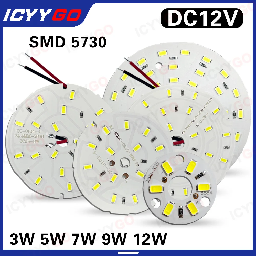 10PCS DC12V 3W 5W 7W 9W 12W 20W LED Light Board SMD 5730 Chip Suitable For DIY Downlight Spotlight Light Board Accessories
