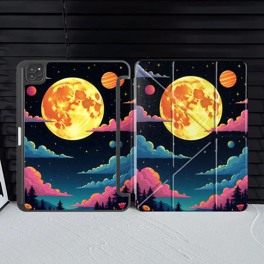 

Чехол-подставка Color Cloud Moon для планшетов iPad Air M2, 1, 2, M4, Air 2025, 4, 5, M3, Mini 7, 6, Pro 10-го, 7-го, 11-го, 9-го, 8-го поколений