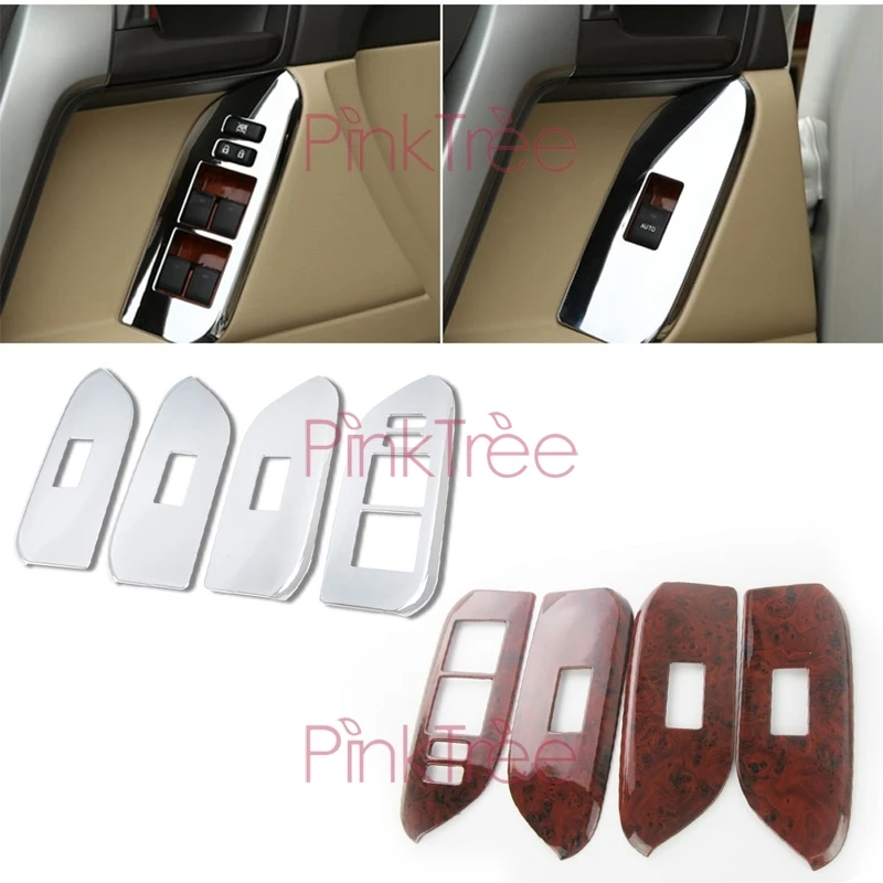 

For Toyota Land Cruiser Prado 150 2010-2013 2014-2018 Interior Door Panel Cover Trim Chrome or Wooden Color Styling Accessories