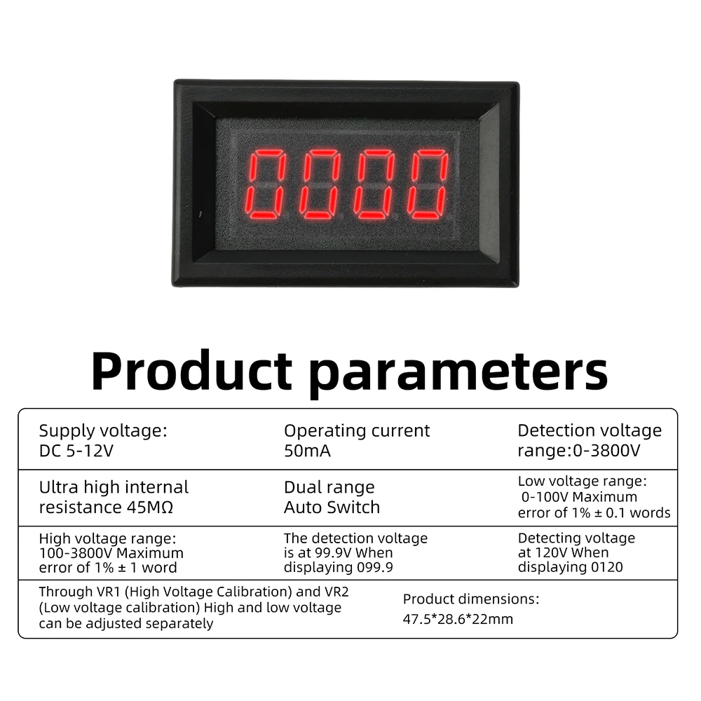 Hochpräzises digitales Voltmeter mit 4-stelliger LED-Anzeige, 0-3800V Weitbereich-Spannungsmesser für den industriellen Einsatz – Detail 8