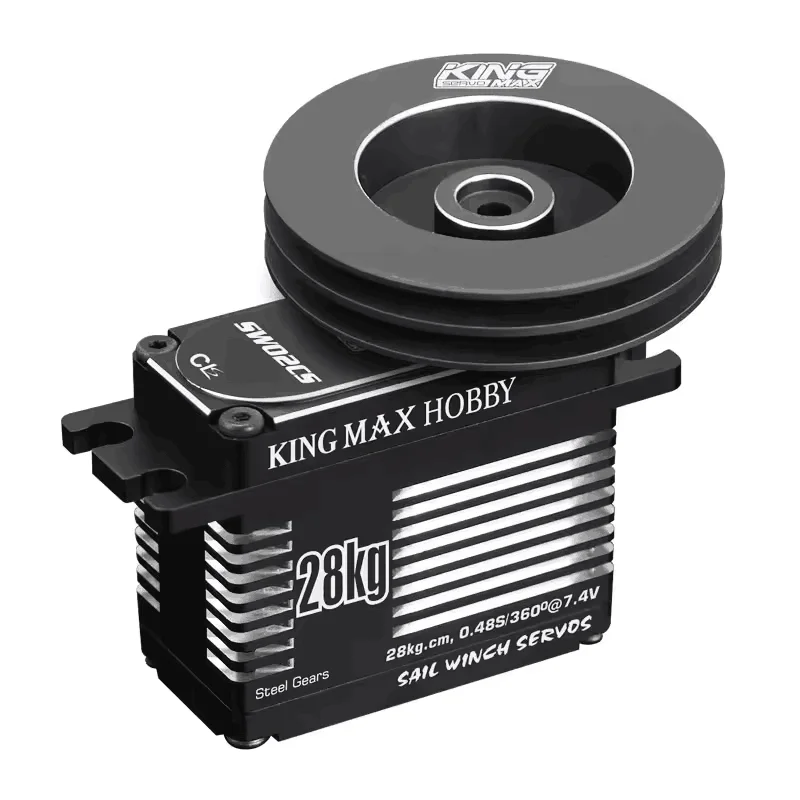 KINGMAX SW02CS 77g 28kg Digital Steel Gears Sail Winch Coreless high-pressure waterproof multi circle Servo Sports Sailboat Car