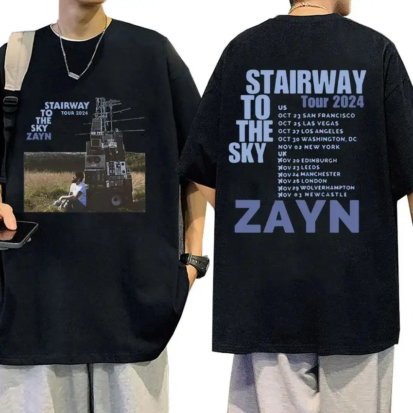 New Album Zayn Stairway To The Sky Tour 2024 T Shirt Men Hip Hop Retro Harajuku Fashion Oversized Cotton T-shirt Unisex Clothing