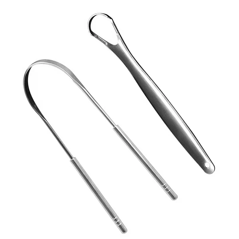 1/2pcs Oral Tongue Cleaner Stainless Steel U Type Tongue Scraper Brush Cleaning Coated Tongue Toothbrush Oral Hygiene Care Tools