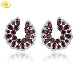 Natural Red Garnet Sterling Silver Stud Earring 8 Carats Genuine Garnet S925 Women Gifts Unique Original Design Top Quality