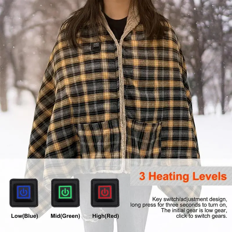 

Rechargeable Heated Blanket | Electric Blanket Cordless USB Rechargeable | Soft Comfortable Heat Adjustable Portable Shawl Home