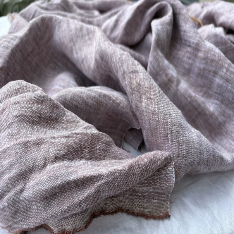 Pure Linen Color Woven Brown Fabric for Shirts Dresses And Clothing - Soft Natural Fiber for Fashionable Sewing Projects