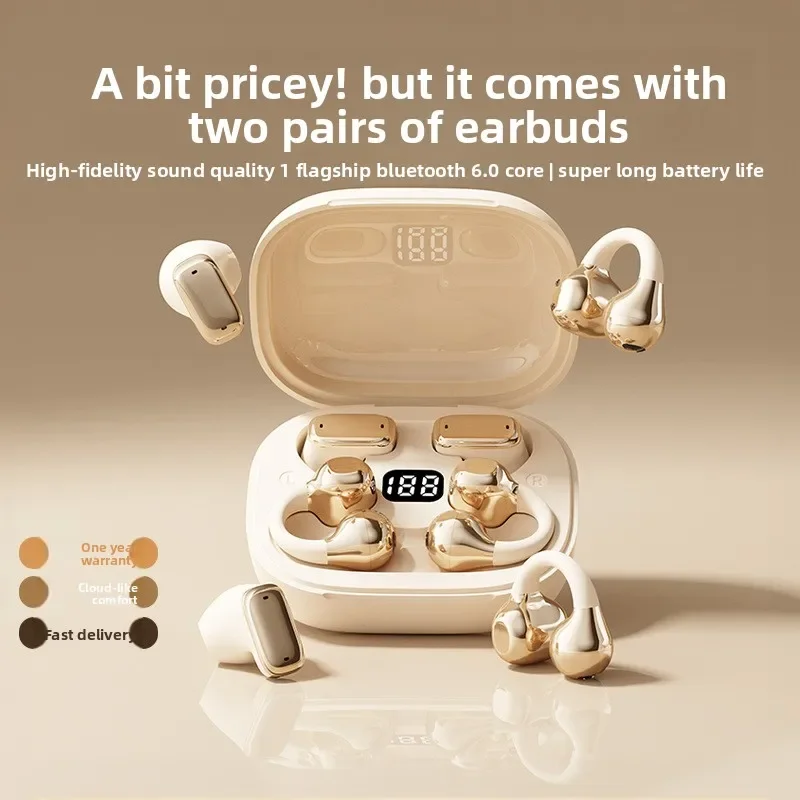 Bluetooth Earphones, 2-in-1 Clip-On In-Ear Design, Long Battery Life, For Cross-Border Shopping, Private Model Factory