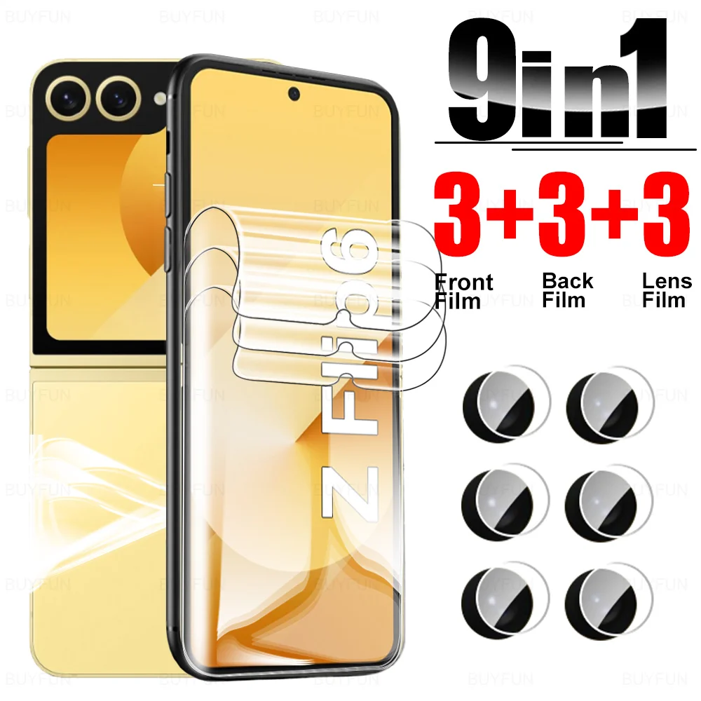 9 in 1 ZFlip6 Screen Protector Front Hydrogel Film For Samsung Galaxy Z Flip6 Camera Glass Samung ZFlip 6 Flip 6 5G Lens Cover