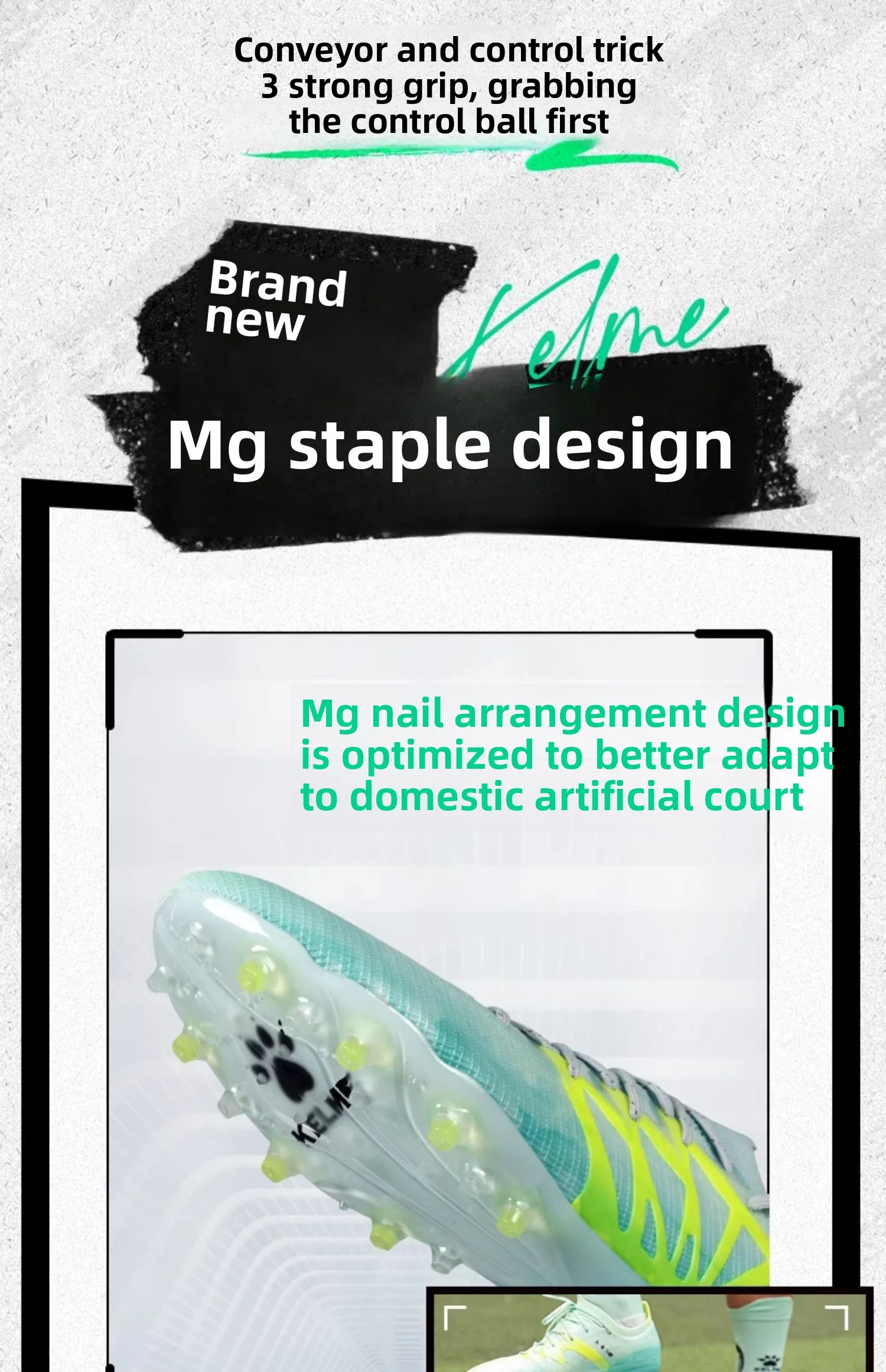 Kelme Professionelle Fußballschuhe für Herren, Mg-Training, Fußballschuhe für Jugendliche und Kinder, rutschfeste Fußballschuhe für den Innenbereich – Detail 8