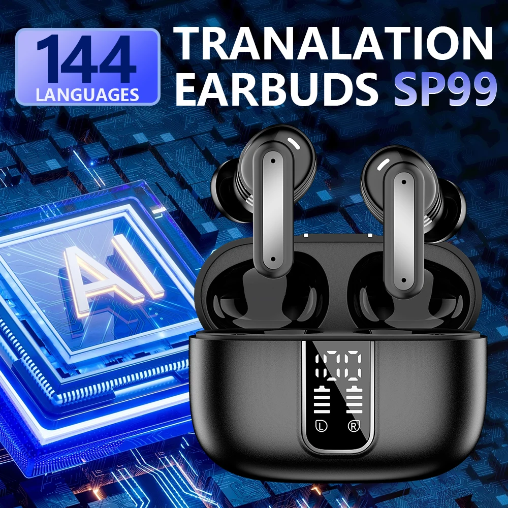 AI Translator Earphone Bluetooth Translation Earbuds Simultaneous interpretation Headset Noise Cancelling AI Wireless Headphones