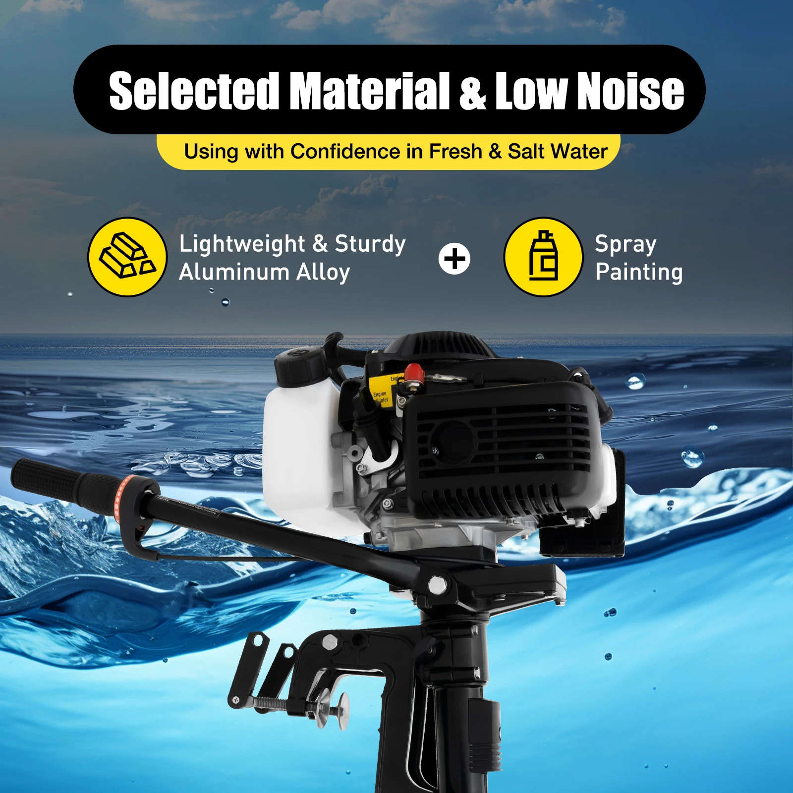 Outboard Motor Fishing Boat Engine with Air Cooling HANGKAI 4 Stroke 4HP Heavy Duty