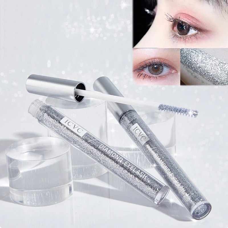 Diamond Glitter Mascara - Galaxy Shimmer & Sequins สูตรแห้งเร็วกันเหงื่อเพื่อความดัดผมและวอลลุ่มยาวนาน (1 ชิ้น)