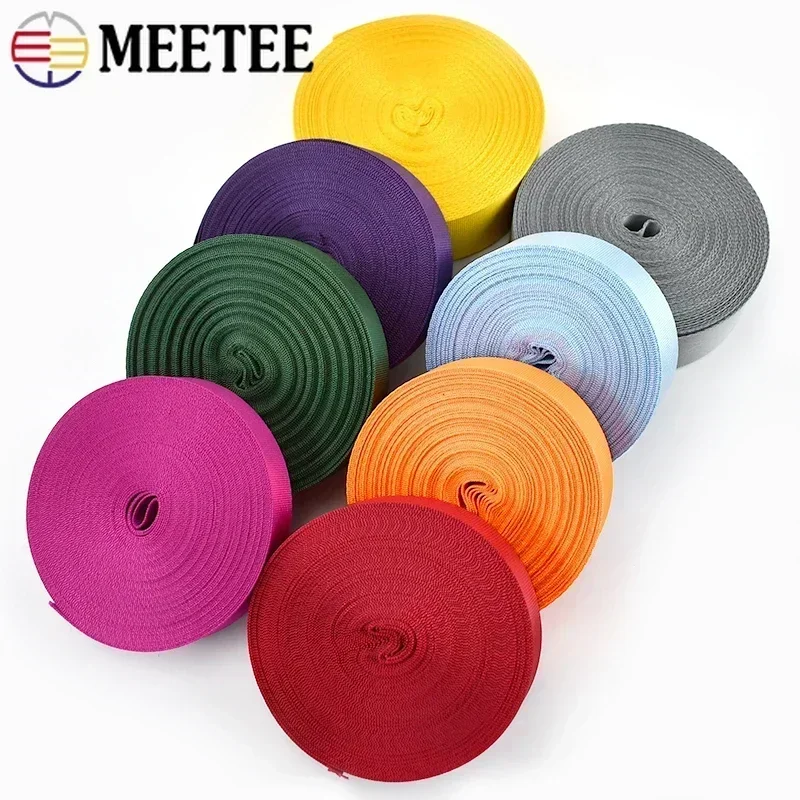5M 20-50mm Nylon Webbing for Bag Strap 0.7mm Thick Colorful Satin Ribbon Tape Belt Sling Sewing Bias Binding Trimmings Material