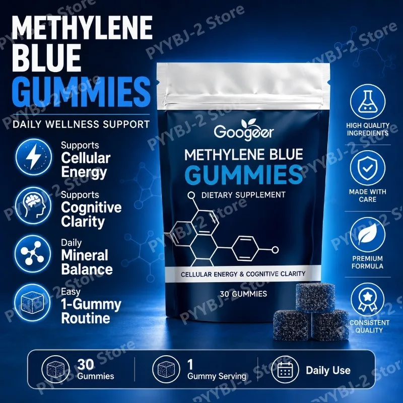 Methylene Blue Gummies 30 Count Enhance Cognitive Clarity & Cellular Energy with Multivitamin Magnesium and Inositol Supplement