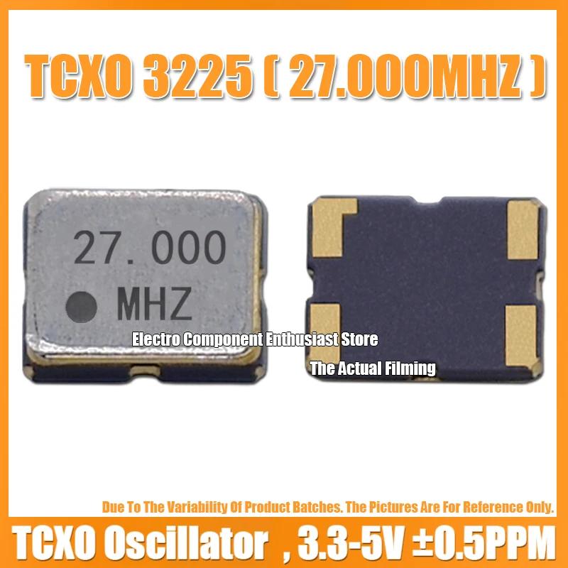 (5PCS) 27M 27.000MHZ 3225 TCXO 3.2X2.5MM Temperature Compensated Crystal Oscillator ±0.5PPM High-Precision CMOSECB