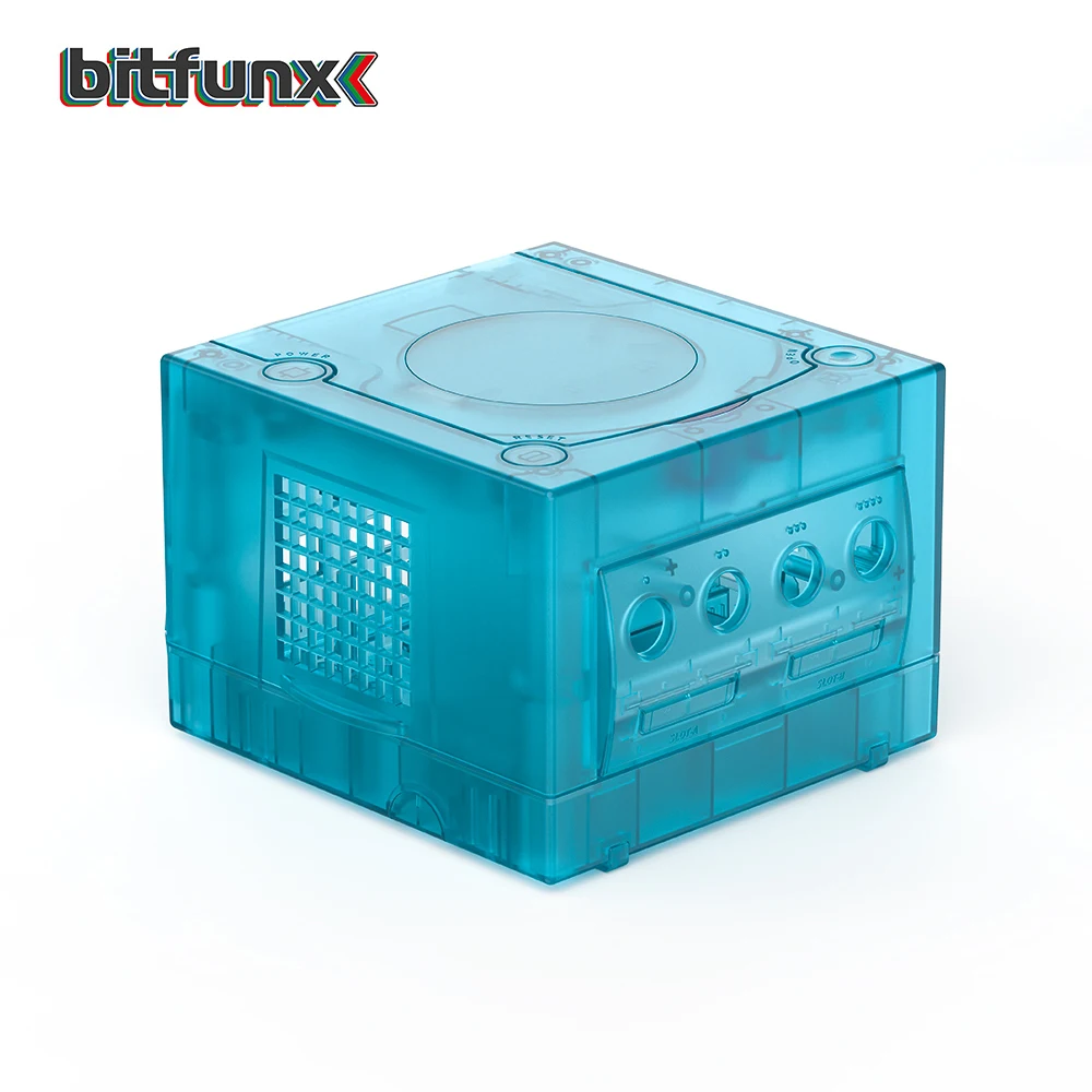 غطاء بديل من Bitfunx غطاء حماية شفاف باللون الأزرق الجليدي لوحدة تحكم ألعاب Gamecube NGC لمشغل Gameboy DOL-017