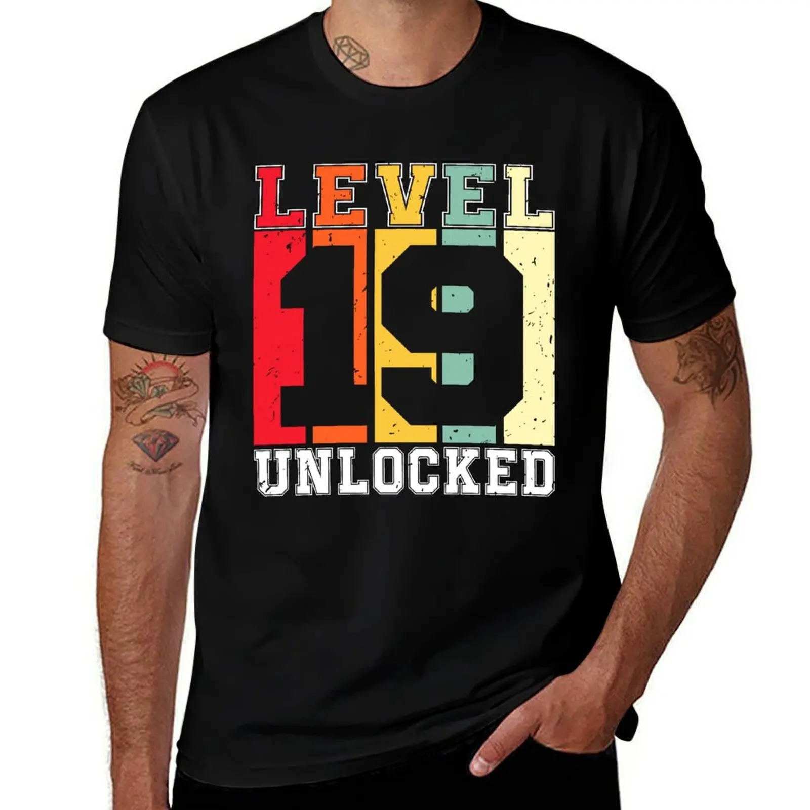 Unlocked Level 19 Awesome 19th Birthday Gaming T-Shirt Plus Size Loose Short Sleeve Top