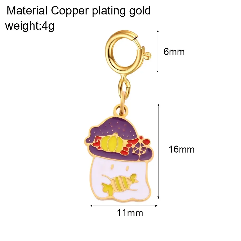 Gothic Pumpkin Ghost Bat Enamel Snap Hook Charm for Jewelry Making Halloween Stainless Steel  Pendants DIY Necklace Key Chain