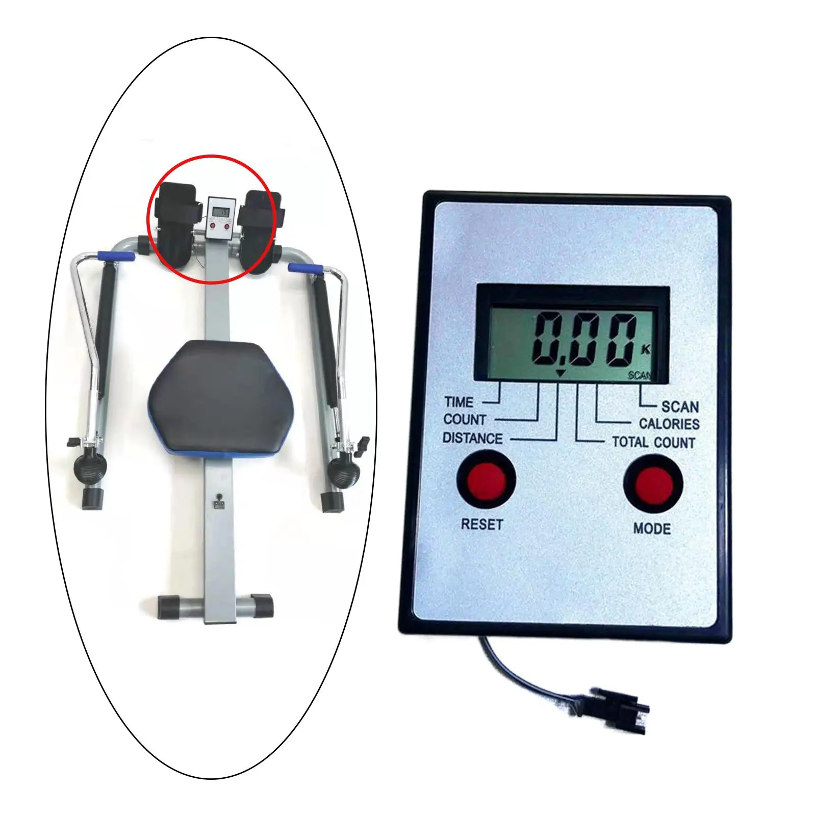 Exercise Pedal Machine Screen Monitor LCD Odometer Universal Meter Accessory for Home Rowing and Fitness Training Equipment