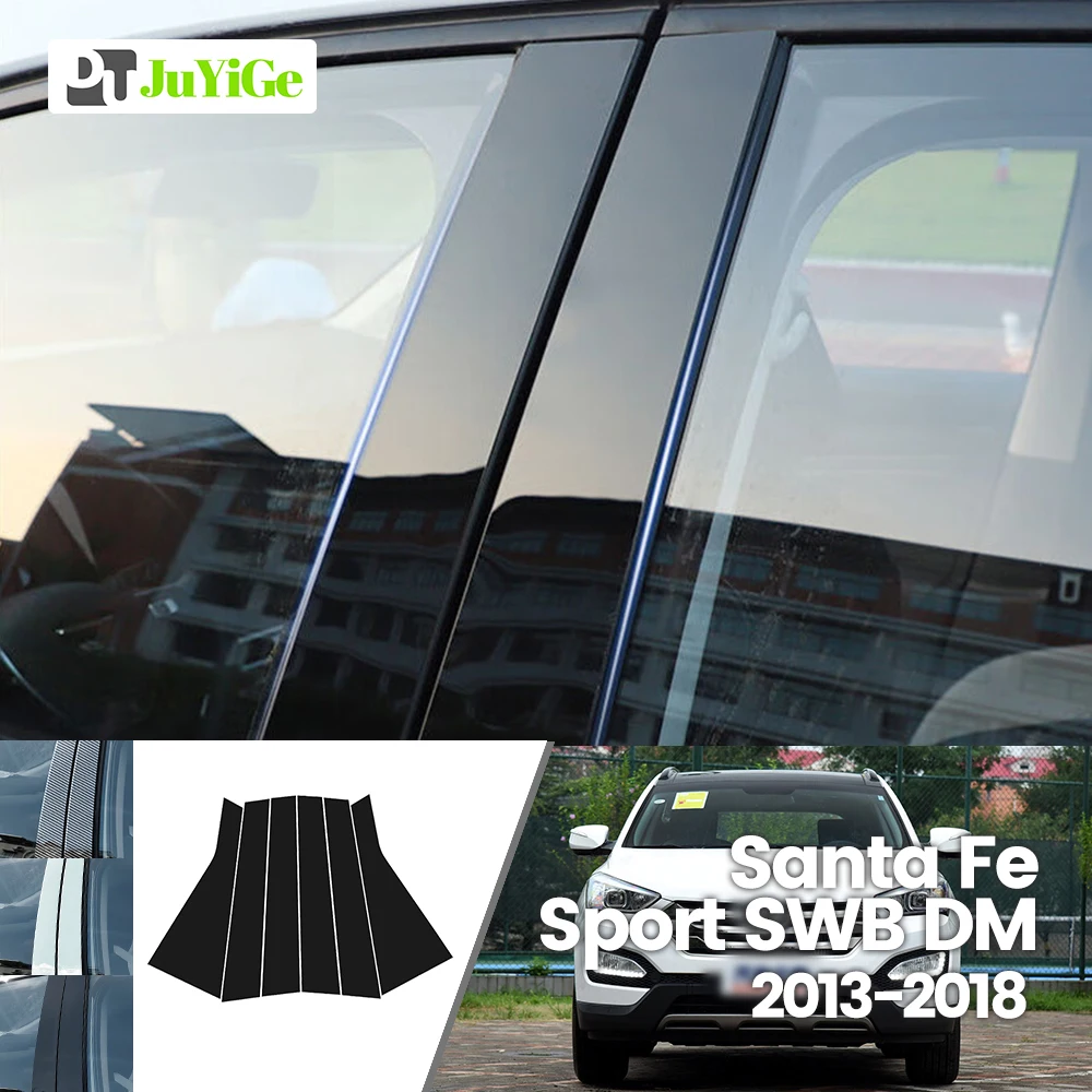 

For Hyundai Santa Fe Sport SWB DM 2013-2018 2014 Bright Black Carbon Fibre Window Door B C Sticker