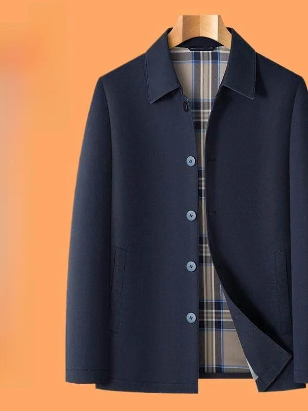

Spring Autumn Thin Cotton Men's Jaet Casual Button Sle Collar Busin Dad Clothes Regular Length Simple Sle Cotton Coat