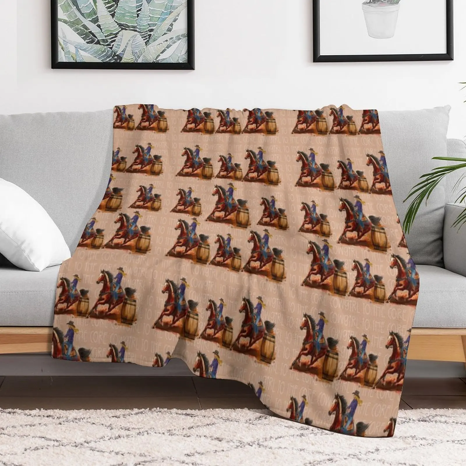 

Barrel Racing Cowgirl Throw Blanket Large for winter blankets ands Picnic Blankets