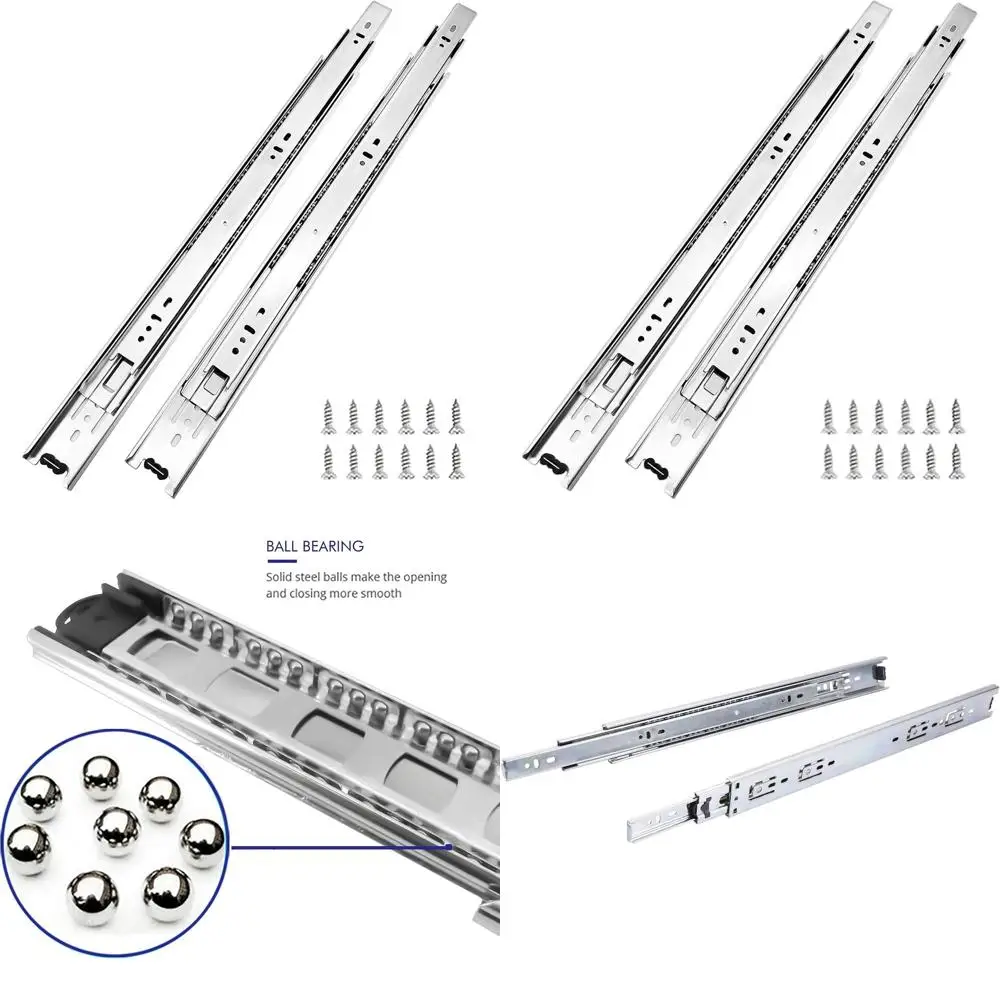 

20-дюймовые 3-секционные выдвижные направляющие с шарикоподшипниками для бокового монтажа, нагрузка до 100 фунтов