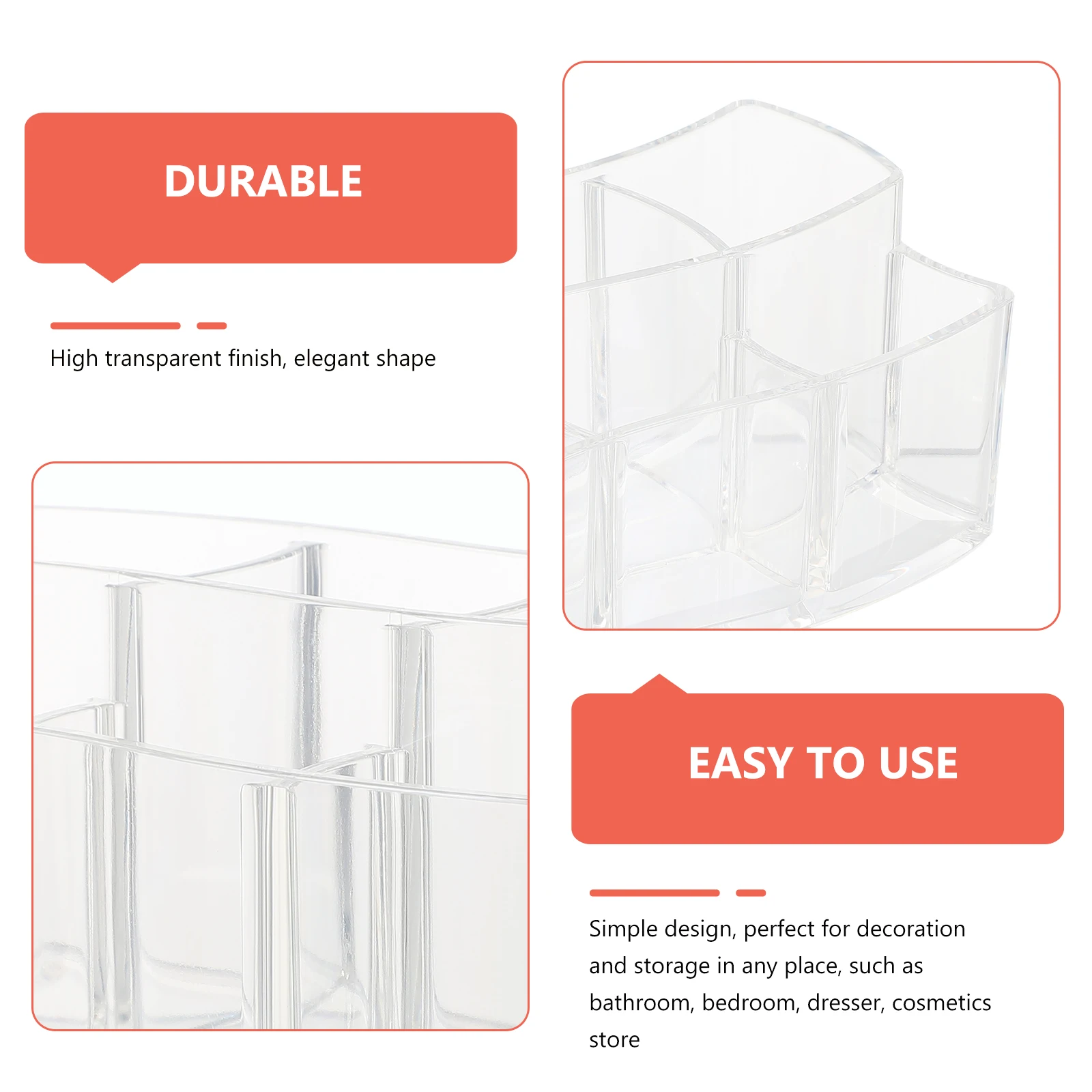 

2 Pcs Desktop Makeup Storage Box Student Pen Holders Transparent Brush Plastic Cute